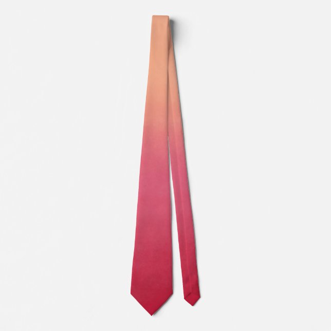 Pink Peach Coral Abstract Ombre Gradient Colourful Tie (Front)
