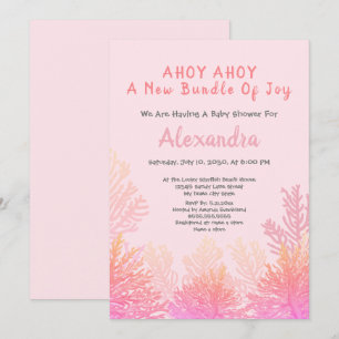 Pink  Peach Coral Ahoy  Girl Baby Shower 