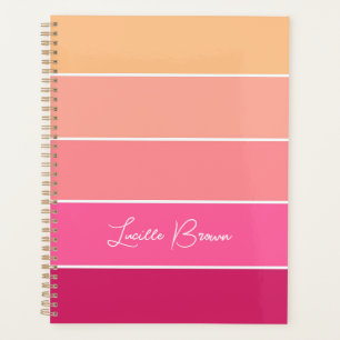 Pink Peach Custom Summer Colour Block Stripes Planner