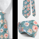 Pink Peach Dusty Light Blue Roses Floral Neck Tie<br><div class="desc">Pink Peach Dusty Light Blue Flowers Beautiful Flowers Floral Roses Neck Tie. Great for formal occasions and weddings!</div>