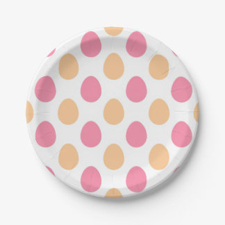 Pink Peach Easter Eggs Spring Paper Plates