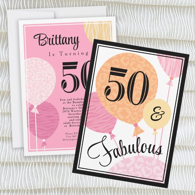 Pink Peach Fabulous 50 Birthday Invitation (Creator Uploaded)