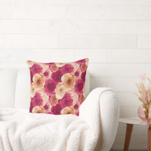 Pink Peach Floral Cushion