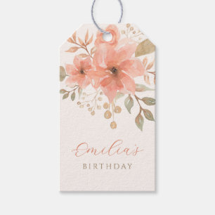 Pink peach floral gift tags