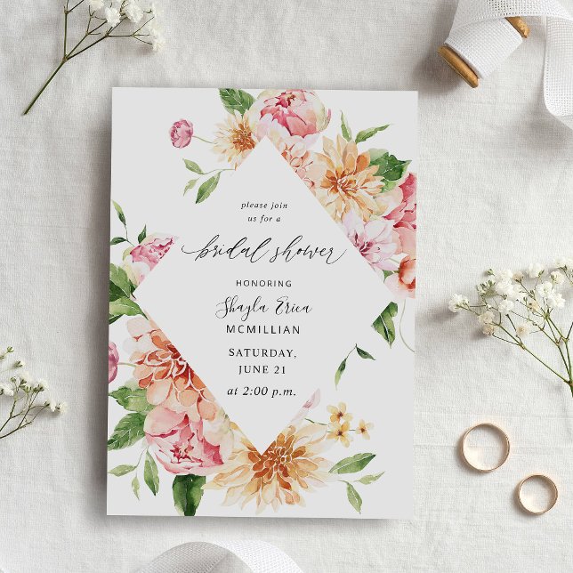 Pink & Peach Floral & Greenery Bridal Shower  Invitation (Creator Uploaded)