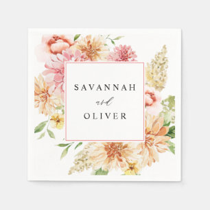Pink & Peach Floral & Greenery Name 2 Napkin