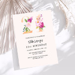 Pink peach floral number gold luxury 21st birthday invitation<br><div class="desc">A modern,  stylish and glamourous invitation for a 21st birthday party.  A peach coloured background.  Decorated with foral numbers in faux gold and pink.  The name is written with a modern hand lettered style script.  Personalise and add your party details.</div>