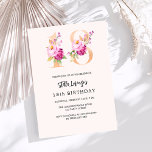 Pink peach floral numbers gold 18th birthday invitation<br><div class="desc">A modern,  stylish and glamourous invitation for a 18th birthday party.  A peach coloured background.  Decorated with foral numbers in faux gold and pink.  The name is written with a modern hand lettered style script.  Personalise and add your party details.</div>