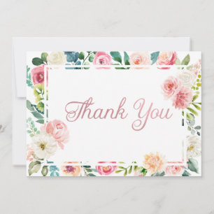 Pink & Peach Floral Thank You Card