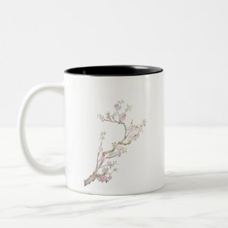 pink peach flowers Two-Tone coffee mug