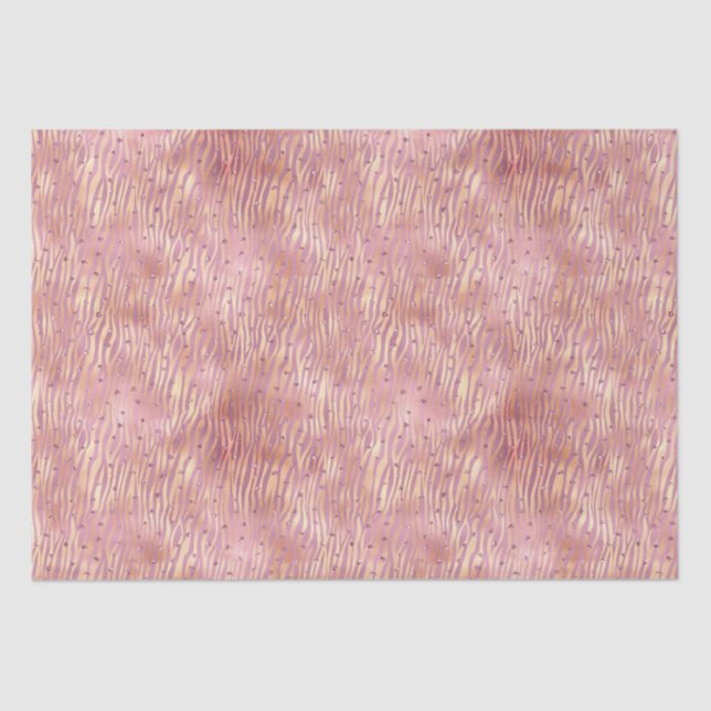 Pink Peach Glitzy Glitter Sparkle Zebra Print Tissue Paper (Front)