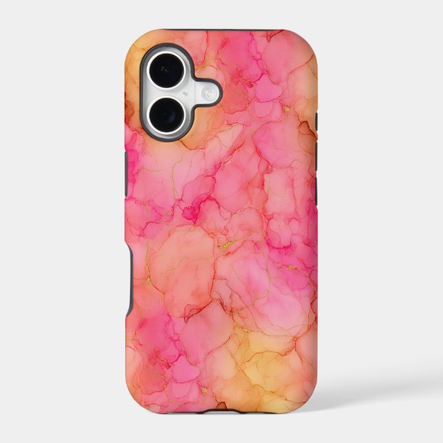 Pink Peach Gold Alcohol Ink Marble (Back)