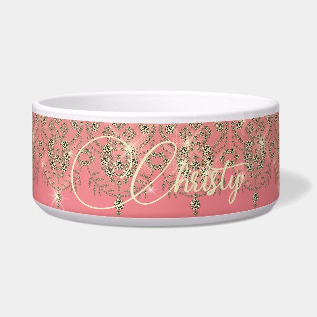 Pink peach gold lace elegant sparkle  (Front)