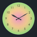 Pink Peach Green Gradient Ombre  Large Clock<br><div class="desc">Beautiful digital watercolor  Pink Peach Green gradient ombre design. Gradient summer gifts.</div>