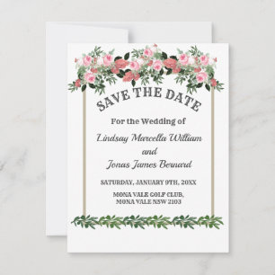 Pink Peach Magnolia Floral Save The Date Invitation