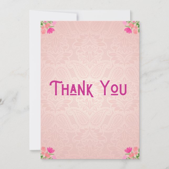 Pink & Peach Normal Thank You Card (Front)