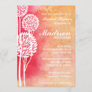 Pink Peach Ombre Trees Bridal Shower Invite