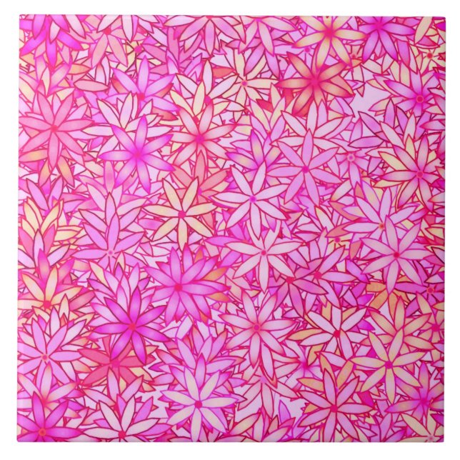 pink, peach, orchid and coral flowers tile (Front)