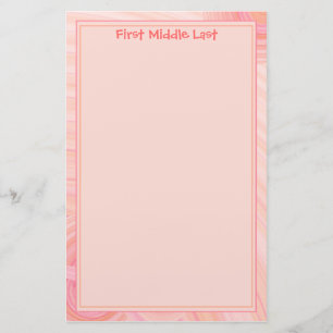 Pink Peach Pastel Spirals Girly Template Stationery
