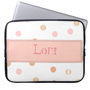 Pink & Peach Polka Dot Laptop Sleeve