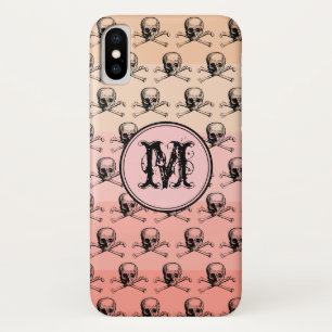 Pink Peach Skull Halloween Personalised Monogram Case-Mate iPhone Case