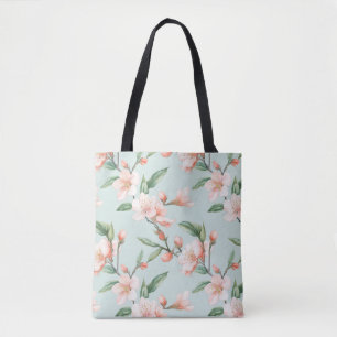 Pink Peach Tree Blossom All-Over-Print Tote Bag