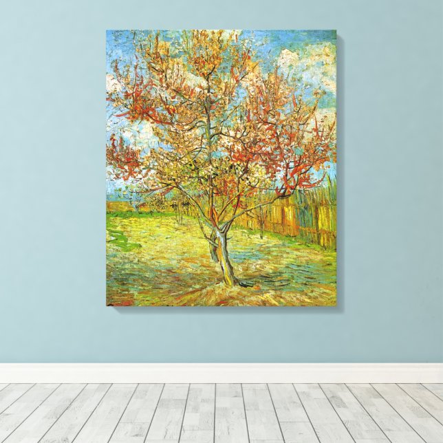 Pink Peach Tree in Blossom by Vincent van Gogh Canvas Print (Insitu(Wood Floor))