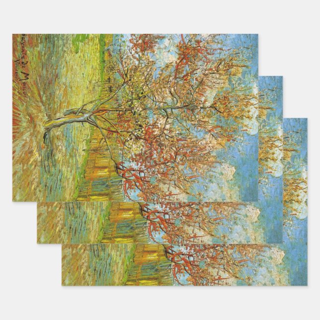 Pink Peach Tree in Blossom by Vincent van Gogh Wrapping Paper Sheet (Set)