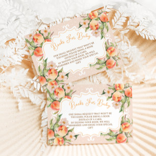Pink Peach with Flowers Baby Shower Book Request Enclosure Card