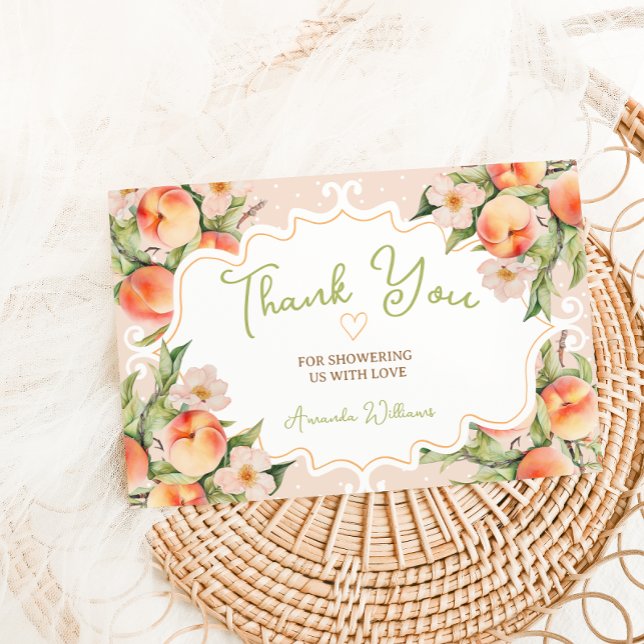 Pink Peach with Flowers Baby Shower Book Request Thank You Card (Creator Uploaded)