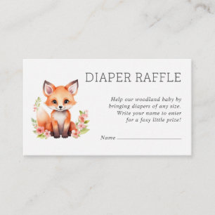 Pink Peach Woodland Fox Baby Shower Diaper Raffle  Enclosure Card