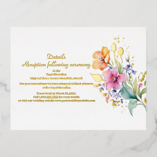 Pink Peach Yellow Blooms Enclosure Foil Card
