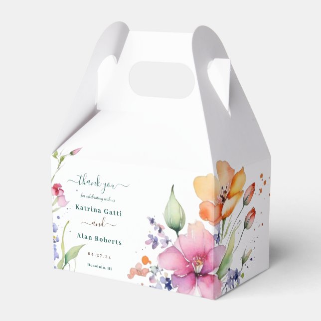 Pink Peach Yellow Blooms Favour Box (Front Side)