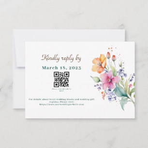 Pink Peach Yellow Blooms RSVP Card