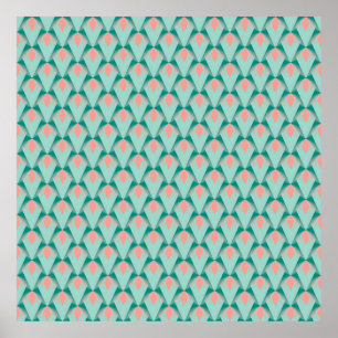 Pink Peach Yukka And Green Art Deco Pattern Poster