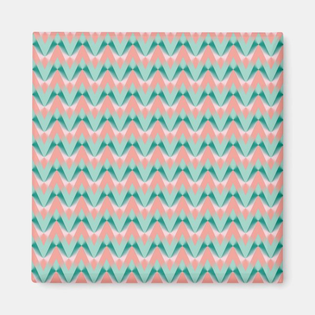 Pink Peach Yukka And Green ZigZag Pattern Magnet (Front)