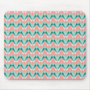 Pink Peach Yukka And Green ZigZag Pattern Mouse Pad
