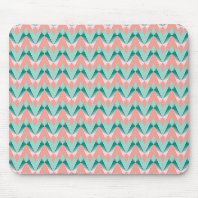 Pink Peach Yukka And Green ZigZag Pattern Mouse Pad (Front)
