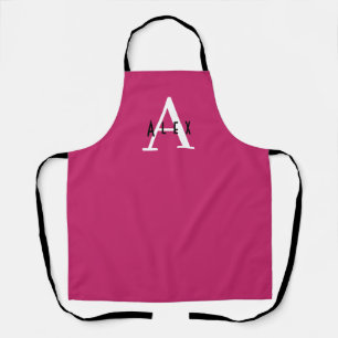Pink Peacock Modern Custom Monogram Apron