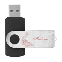 Pink Peacock Personalise USB Flash Drive