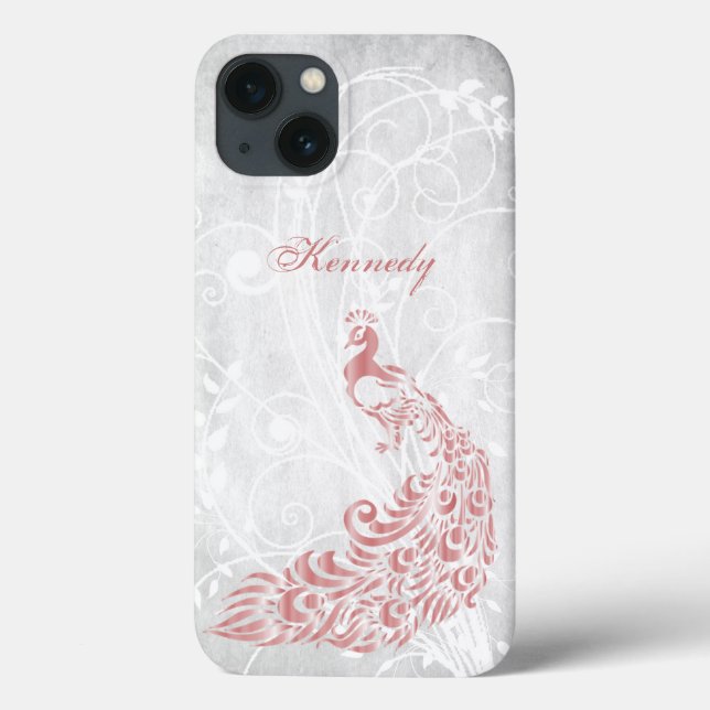 Pink Peacock Personalised Case-Mate iPhone Case (Back)