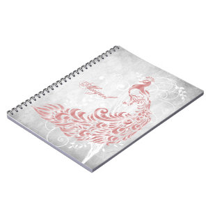 Pink Peacock Personalised Spiral Notebook