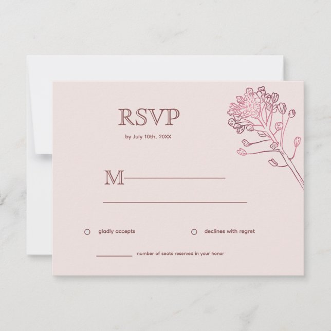 Pink Pearl Botanical Horizontal RSVP (Front)