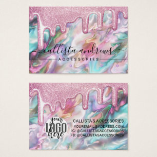 Pink Pearl Opal Glitter Drips Low Earring Logo