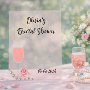 Pink pearls and prosecco bridal shower acrylic sign