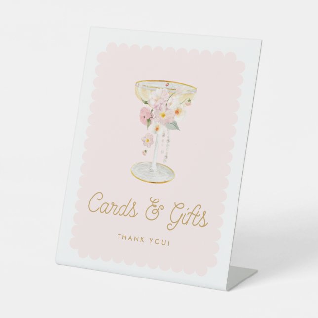 Pink Pearls and Prosecco Cards and Gifts  Pedestal Sign (Front)