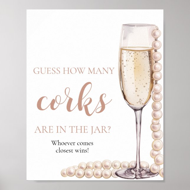 Pink Pearls and Prosecco Guess How Many Corks Game Poster (Front)