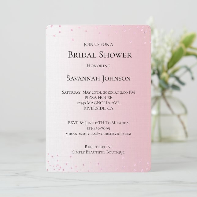 Pink Pearls Bridal Shower Invitation (Standing Front)