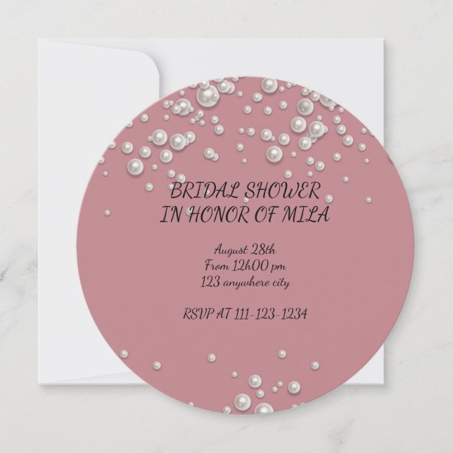 PINK PEARLS BRIDAL SHOWER INVITATION (Front)