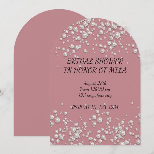 PINK PEARLS BRIDAL SHOWER INVITATION (Front/Back)